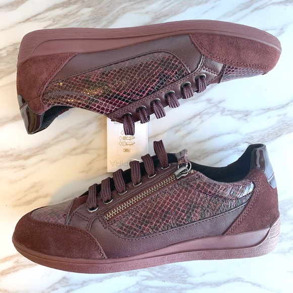 Geox Respira Myria Glitter Leather Suede Sneaker - Picture 3 of 7